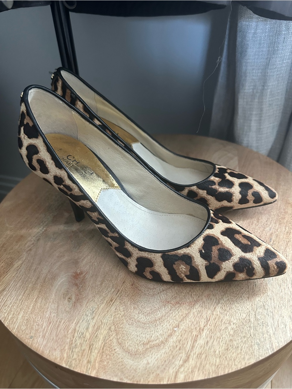 Michael Kors Leopard-Print Pointed-Toe Pumps with Black Trim